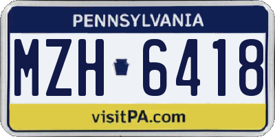 PA license plate MZH6418