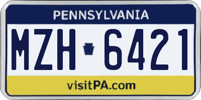 PA license plate MZH6421