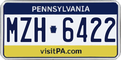 PA license plate MZH6422
