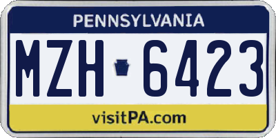 PA license plate MZH6423