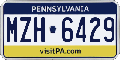 PA license plate MZH6429