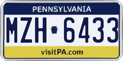 PA license plate MZH6433