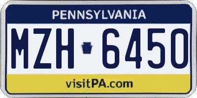 PA license plate MZH6450