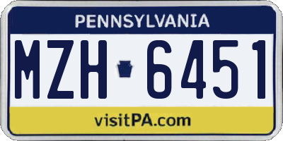 PA license plate MZH6451