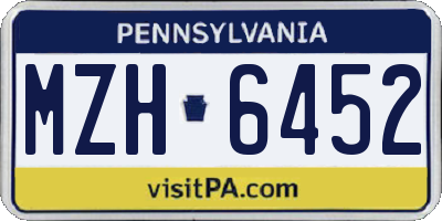 PA license plate MZH6452