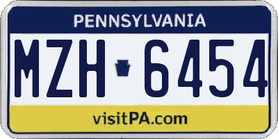 PA license plate MZH6454