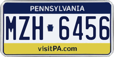 PA license plate MZH6456
