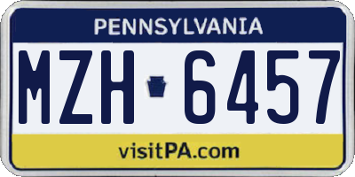 PA license plate MZH6457