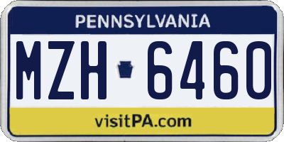 PA license plate MZH6460