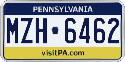 PA license plate MZH6462
