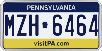PA license plate MZH6464