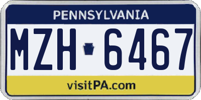 PA license plate MZH6467