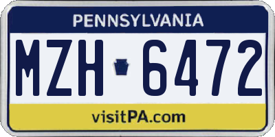 PA license plate MZH6472