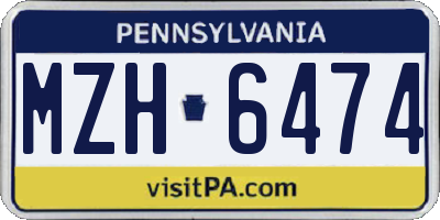 PA license plate MZH6474