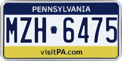 PA license plate MZH6475