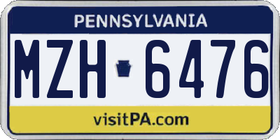 PA license plate MZH6476