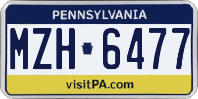PA license plate MZH6477