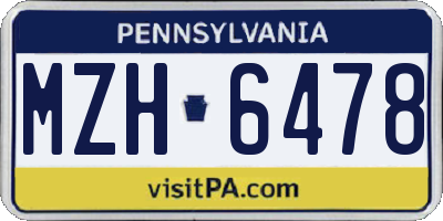 PA license plate MZH6478