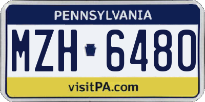 PA license plate MZH6480