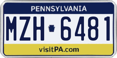PA license plate MZH6481