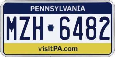 PA license plate MZH6482