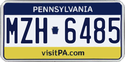PA license plate MZH6485