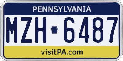 PA license plate MZH6487