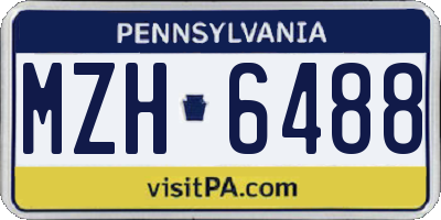 PA license plate MZH6488