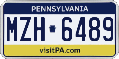 PA license plate MZH6489