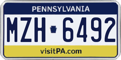 PA license plate MZH6492