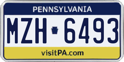 PA license plate MZH6493