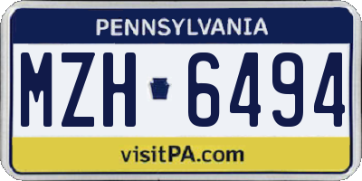 PA license plate MZH6494