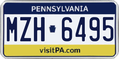 PA license plate MZH6495