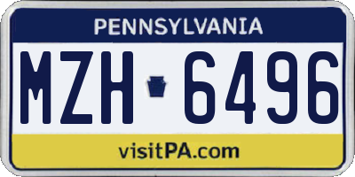 PA license plate MZH6496