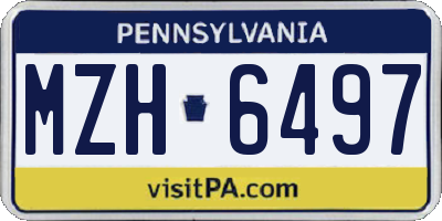 PA license plate MZH6497