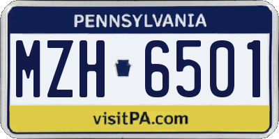PA license plate MZH6501
