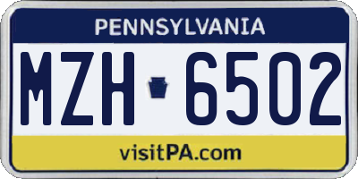 PA license plate MZH6502