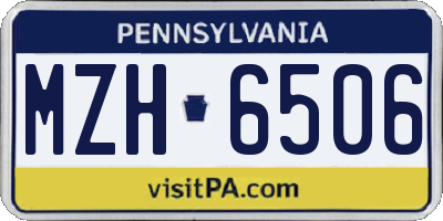 PA license plate MZH6506
