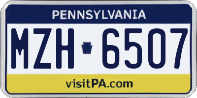PA license plate MZH6507