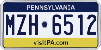 PA license plate MZH6512