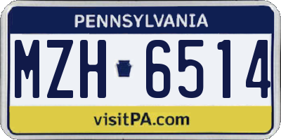 PA license plate MZH6514