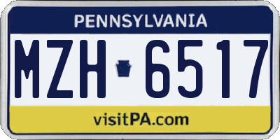 PA license plate MZH6517