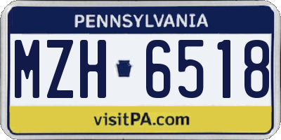 PA license plate MZH6518