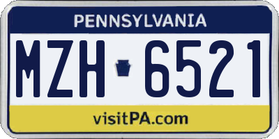 PA license plate MZH6521