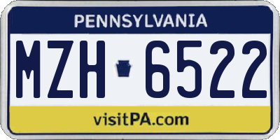 PA license plate MZH6522