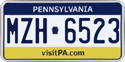 PA license plate MZH6523