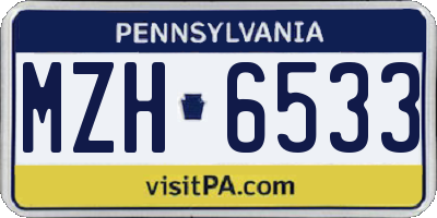 PA license plate MZH6533