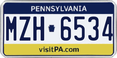 PA license plate MZH6534