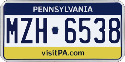 PA license plate MZH6538