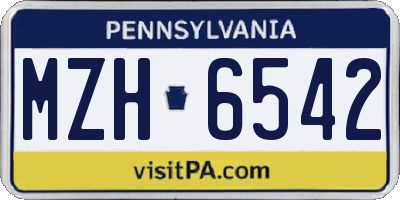 PA license plate MZH6542